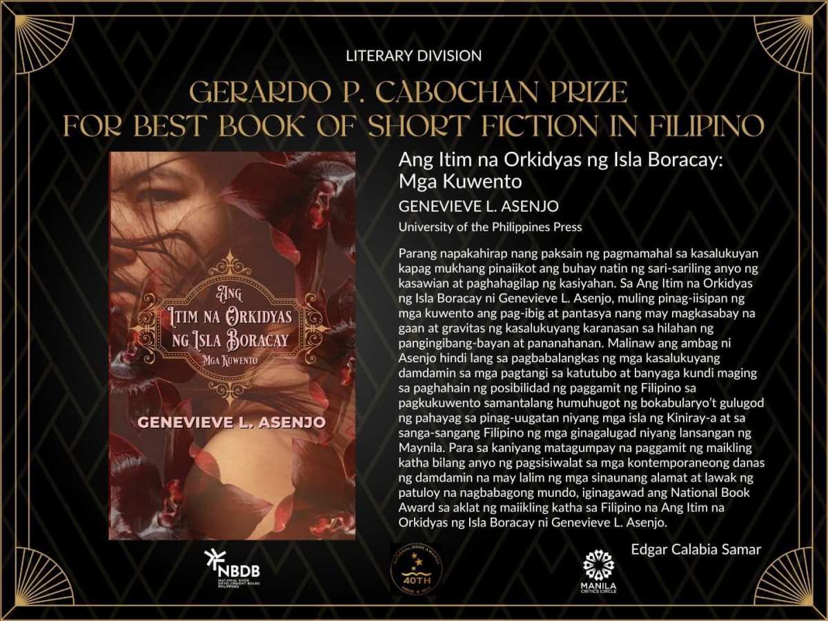 Ang Itim na Orkidyas ng Isla Boracay (UP Press, 2021), Panalo sa 4oth National Book Awards